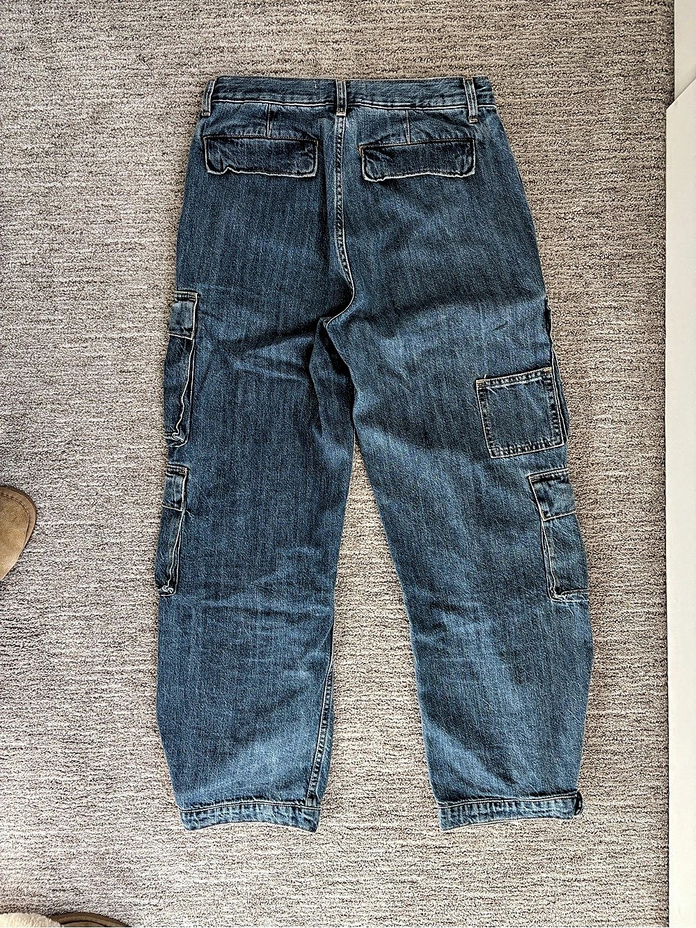Denim Forum The '90s Millie Hi-Rise Cargo Jean Blue size 27 - Picture 2 of 3